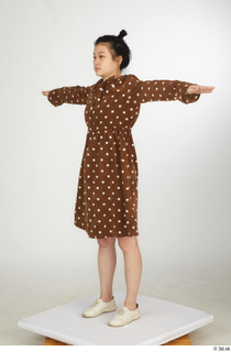  Aera brown dots dress casual dressed standing t poses white oxford shoes whole body 0002.jpg